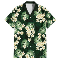 Green Tropical Hawaii Family Matching Long Sleeve Bodycon Dress and Hawaiian Shirt Seamless Monstera Plumeria Hawaiian Pattern LT14 Dad's Shirt - Short Sleeve Green - Polynesian Pride