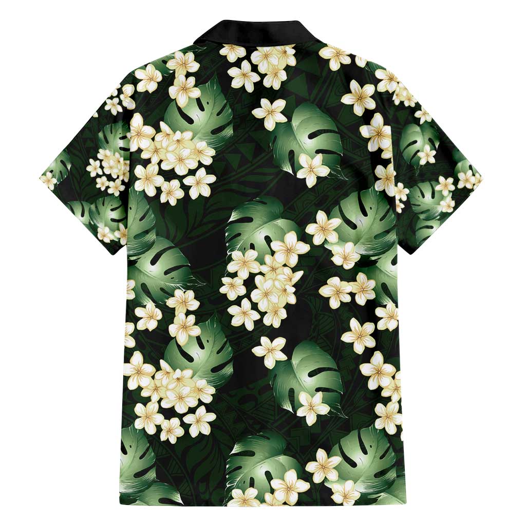 Green Tropical Hawaii Family Matching Long Sleeve Bodycon Dress and Hawaiian Shirt Seamless Monstera Plumeria Hawaiian Pattern LT14 - Polynesian Pride