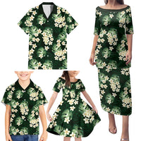 Green Tropical Hawaii Family Matching Puletasi and Hawaiian Shirt Seamless Monstera Plumeria Hawaiian Pattern LT14 - Polynesian Pride