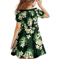 Green Tropical Hawaii Family Matching Short Sleeve Bodycon Dress and Hawaiian Shirt Seamless Monstera Plumeria Hawaiian Pattern LT14 - Polynesian Pride