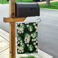 Green Tropical Hawaii Garden Flag Seamless Monstera Plumeria Hawaiian Pattern - Polynesian Pride