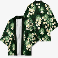 Green Tropical Hawaii Kimono Seamless Monstera Plumeria Hawaiian Pattern - Polynesian Pride