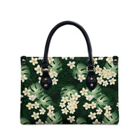 Green Tropical Hawaii Leather Bag Seamless Monstera Plumeria Hawaiian Pattern - Polynesian Pride