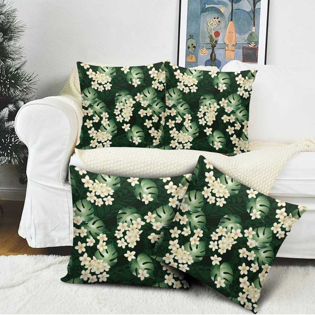 Green Tropical Hawaii Pillow Cover Seamless Monstera Plumeria Hawaiian Pattern - Polynesian Pride