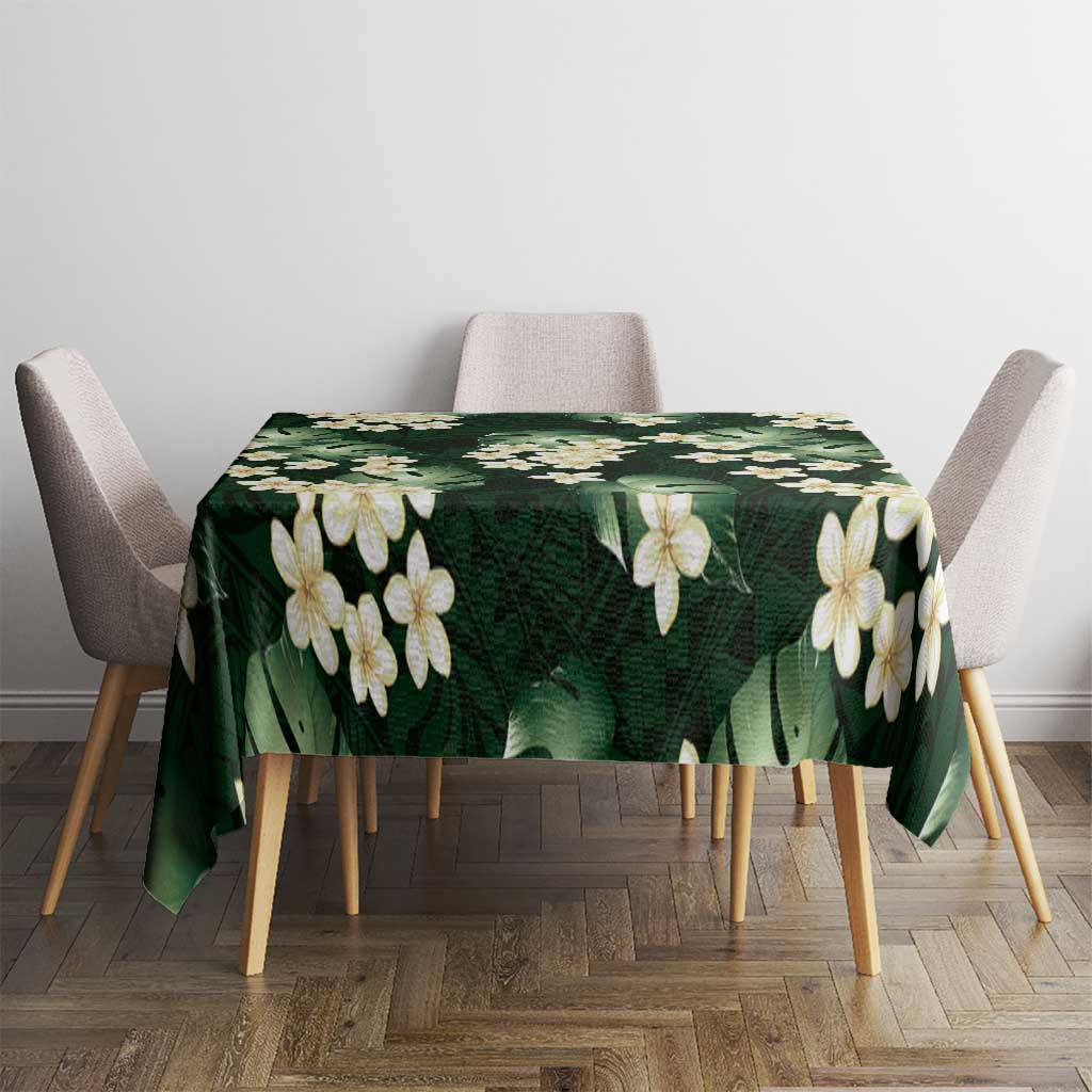 Green Tropical Hawaii Tablecloth Seamless Monstera Plumeria Hawaiian Pattern - Polynesian Pride