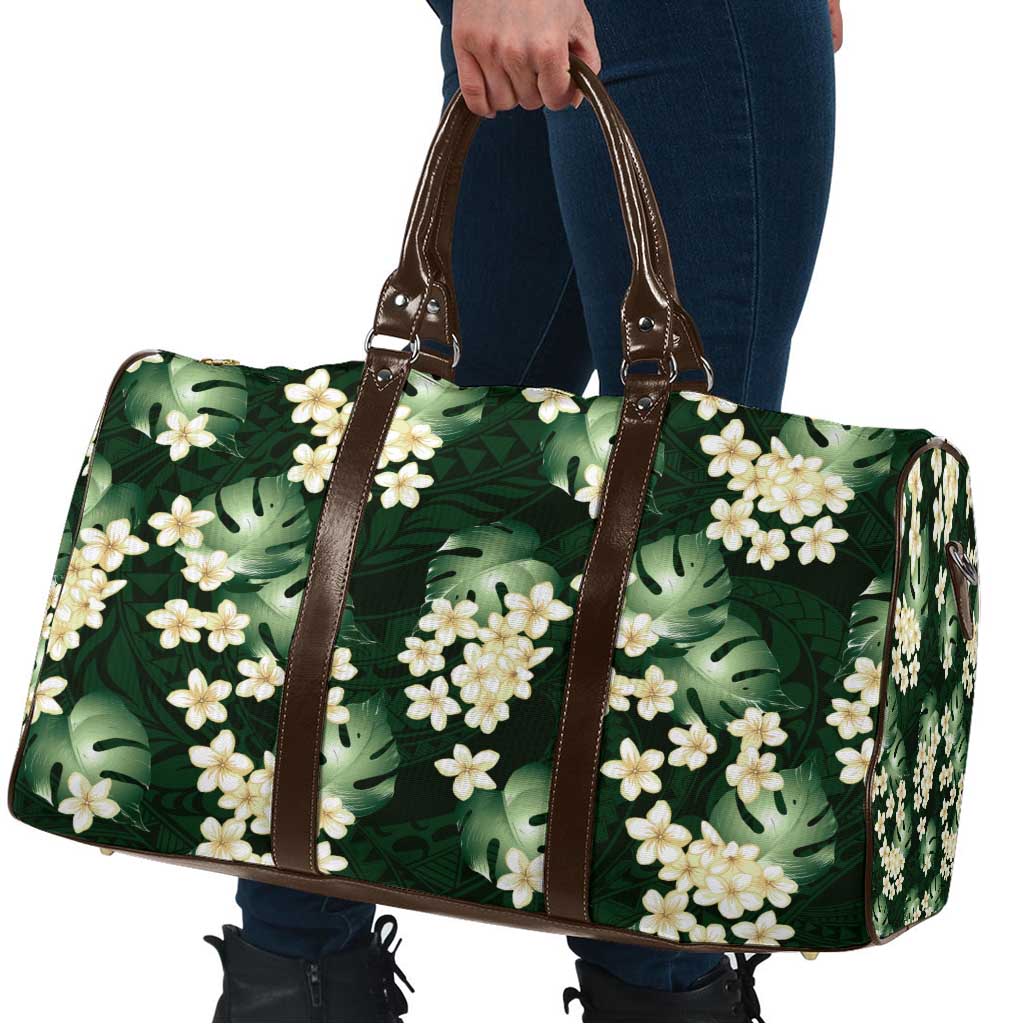 Green Tropical Hawaii Travel Bag Seamless Monstera Plumeria Hawaiian Pattern - Polynesian Pride