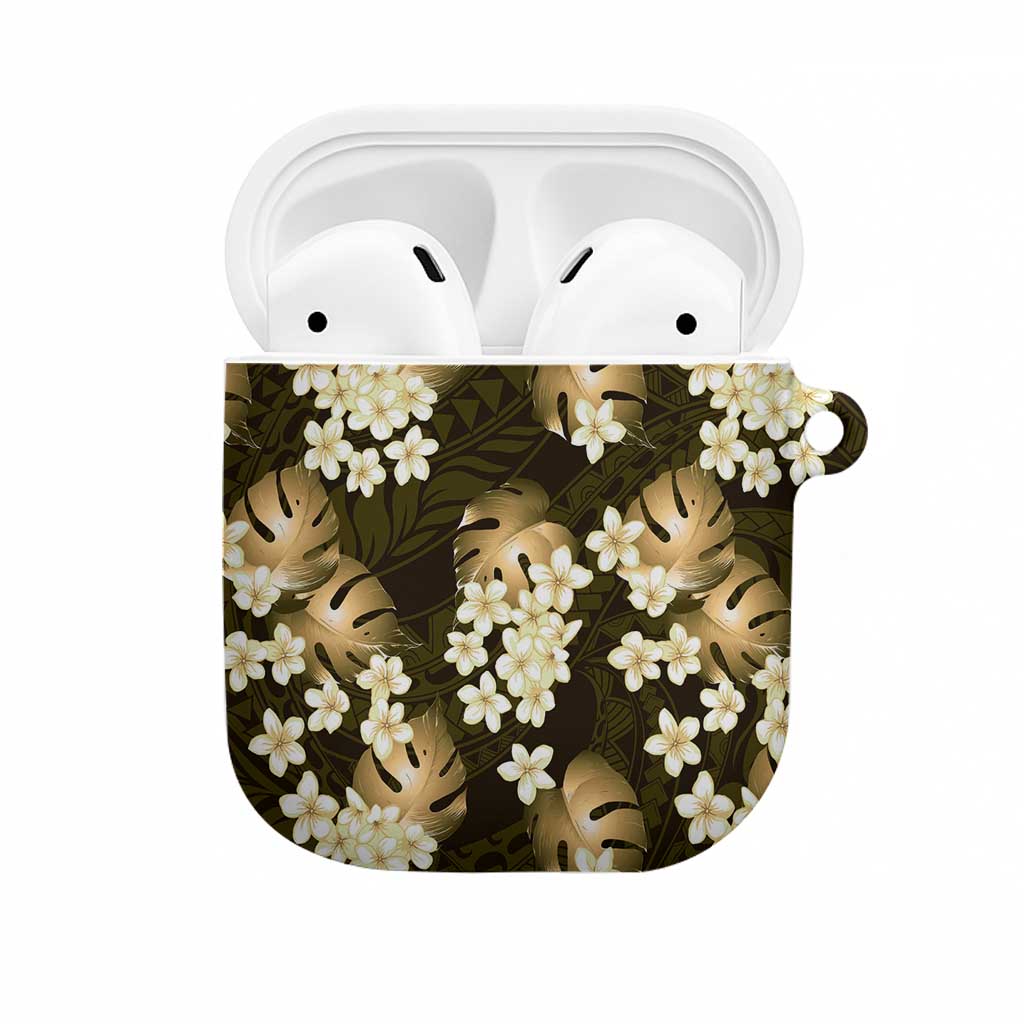Gold Tropical Hawaii AirPods Case Seamless Monstera Plumeria Hawaiian Pattern - Polynesian Pride