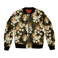 Gold Tropical Hawaii Bomber Jacket Seamless Monstera Plumeria Hawaiian Pattern - Polynesian Pride