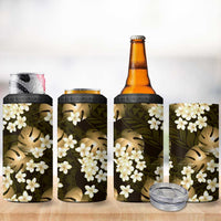 Gold Tropical Hawaii 4 in 1 Can Cooler Tumbler Seamless Monstera Plumeria Hawaiian Pattern - Polynesian Pride