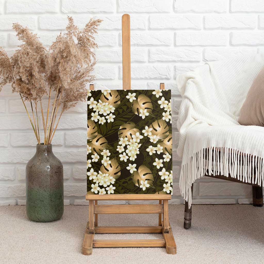 Gold Tropical Hawaii Canvas Wall Art Seamless Monstera Plumeria Hawaiian Pattern - Polynesian Pride