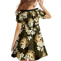 Gold Tropical Hawaii Family Matching Long Sleeve Bodycon Dress and Hawaiian Shirt Seamless Monstera Plumeria Hawaiian Pattern LT14 - Polynesian Pride
