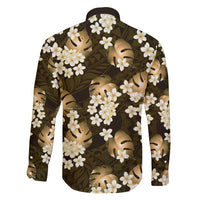 Gold Tropical Hawaii Family Matching Off Shoulder Short Dress and Hawaiian Shirt Seamless Monstera Plumeria Hawaiian Pattern - Polynesian Pride