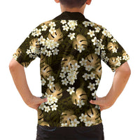 Gold Tropical Hawaii Family Matching Puletasi and Hawaiian Shirt Seamless Monstera Plumeria Hawaiian Pattern LT14 - Polynesian Pride