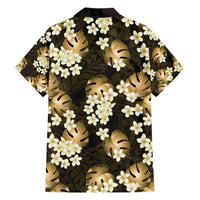 Gold Tropical Hawaii Family Matching Short Sleeve Bodycon Dress and Hawaiian Shirt Seamless Monstera Plumeria Hawaiian Pattern LT14 - Polynesian Pride