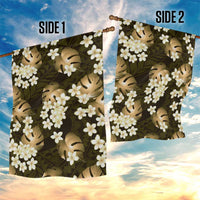 Gold Tropical Hawaii Garden Flag Seamless Monstera Plumeria Hawaiian Pattern - Polynesian Pride