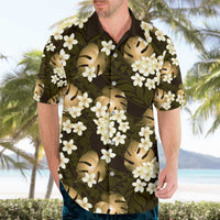 Gold Tropical Hawaii Hawaiian Shirt Seamless Monstera Plumeria Hawaiian Pattern - Polynesian Pride