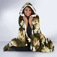 Gold Tropical Hawaii Hooded Blanket Seamless Monstera Plumeria Hawaiian Pattern - Polynesian Pride