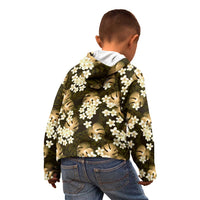 Gold Tropical Hawaii Kid Hoodie Seamless Monstera Plumeria Hawaiian Pattern - Polynesian Pride