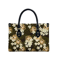 Gold Tropical Hawaii Leather Bag Seamless Monstera Plumeria Hawaiian Pattern - Polynesian Pride