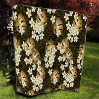 Gold Tropical Hawaii Quilt Seamless Monstera Plumeria Hawaiian Pattern - Polynesian Pride