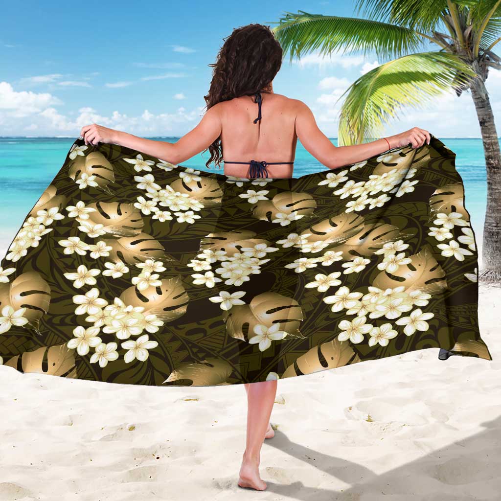 Gold Tropical Hawaii Sarong Seamless Monstera Plumeria Hawaiian Pattern - Polynesian Pride
