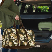 Gold Tropical Hawaii Travel Bag Seamless Monstera Plumeria Hawaiian Pattern - Polynesian Pride
