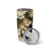 Gold Tropical Hawaii Tumbler Cup Seamless Monstera Plumeria Hawaiian Pattern - Polynesian Pride