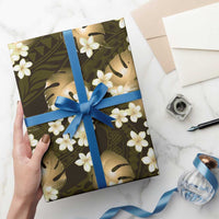 Gold Tropical Hawaii Wrapping Paper Seamless Monstera Plumeria Hawaiian Pattern - Polynesian Pride