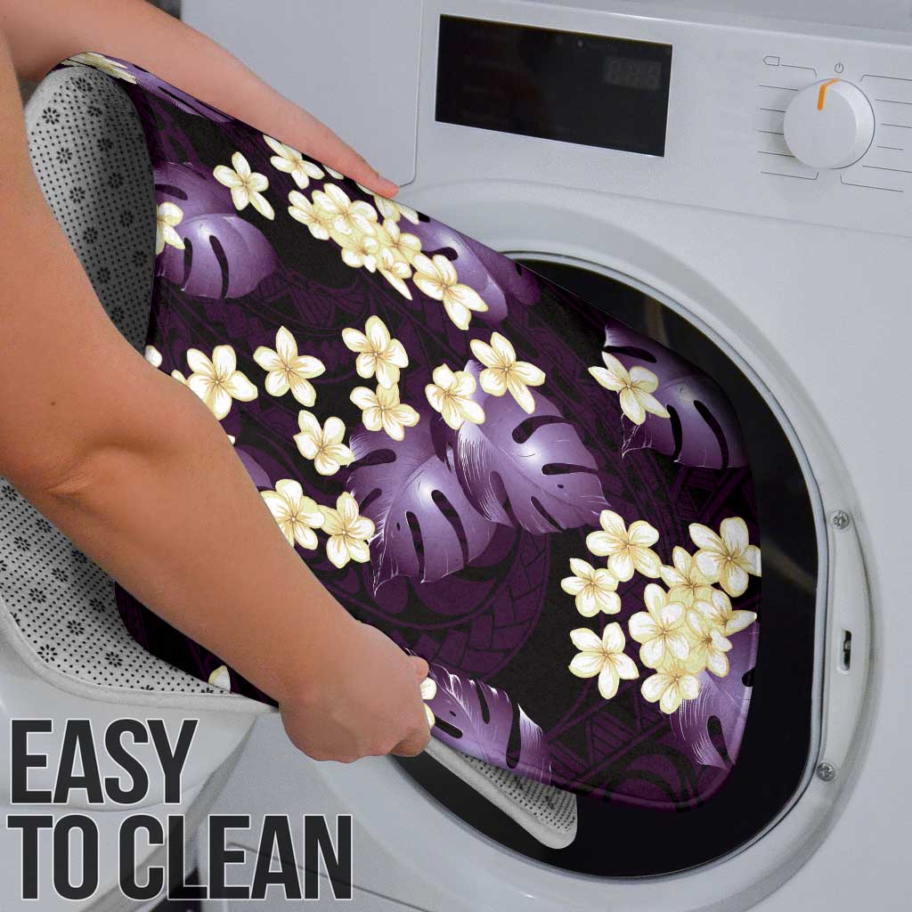 Purple Tropical Hawaii Bathroom Set Seamless Monstera Plumeria Hawaiian Pattern - Polynesian Pride