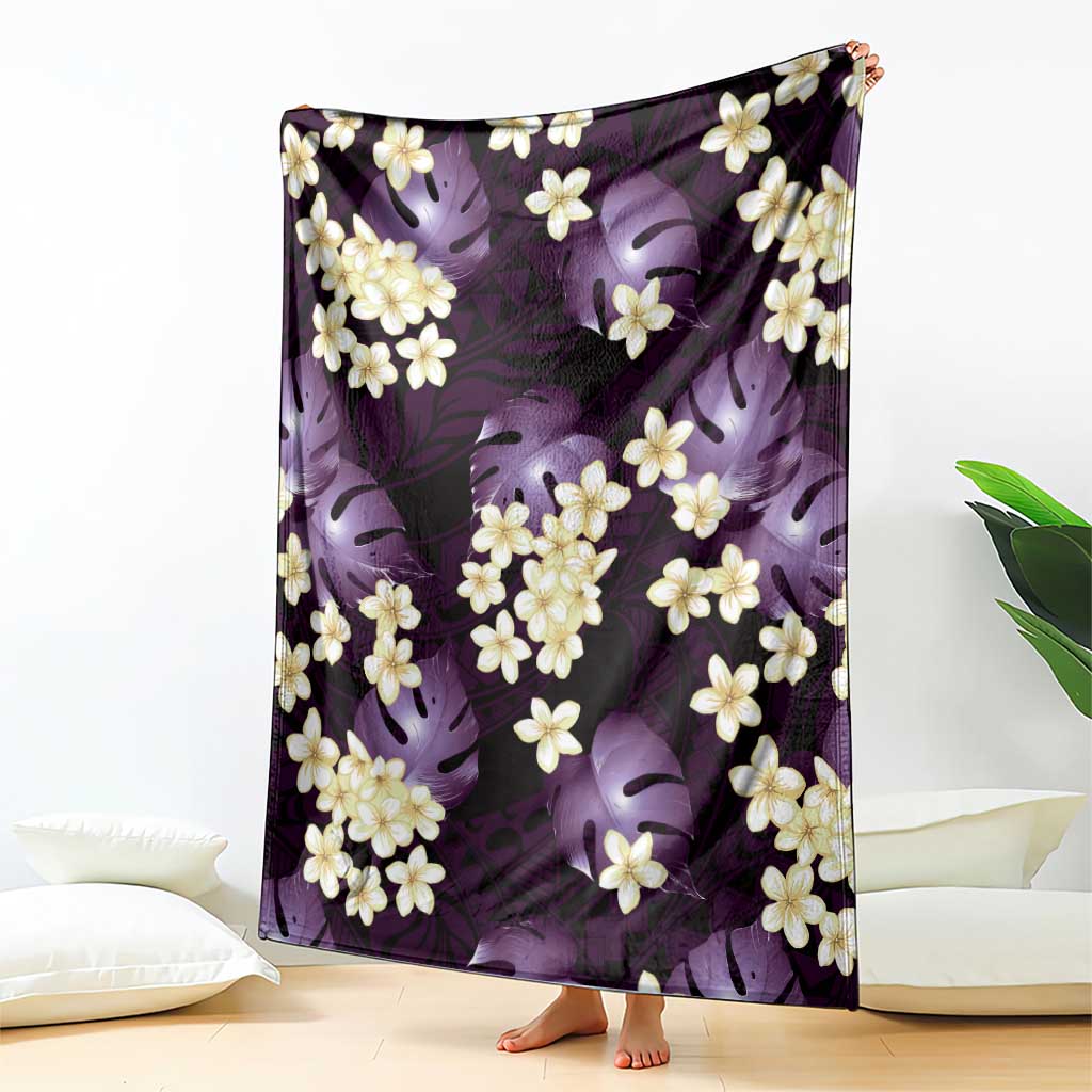 Purple Tropical Hawaii Blanket Seamless Monstera Plumeria Hawaiian Pattern - Polynesian Pride