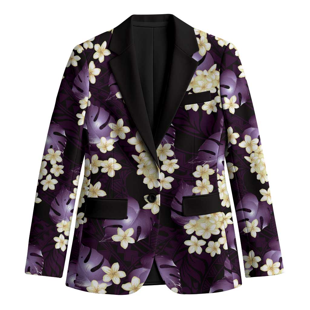 Purple Tropical Hawaii Blazer Seamless Monstera Plumeria Hawaiian Pattern - Polynesian Pride