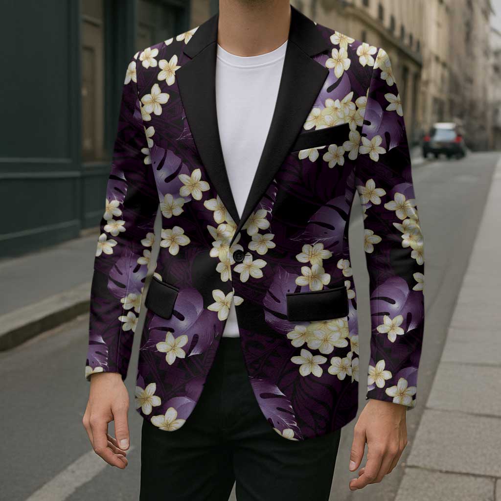 Purple Tropical Hawaii Blazer Seamless Monstera Plumeria Hawaiian Pattern - Polynesian Pride