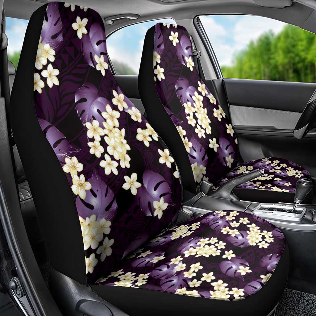 Purple Tropical Hawaii Car Seat Cover Seamless Monstera Plumeria Hawaiian Pattern - Polynesian Pride