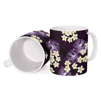 Purple Tropical Hawaii Ceramic Mug Seamless Monstera Plumeria Hawaiian Pattern - Polynesian Pride