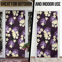 Purple Tropical Hawaii Door Cover Seamless Monstera Plumeria Hawaiian Pattern - Polynesian Pride