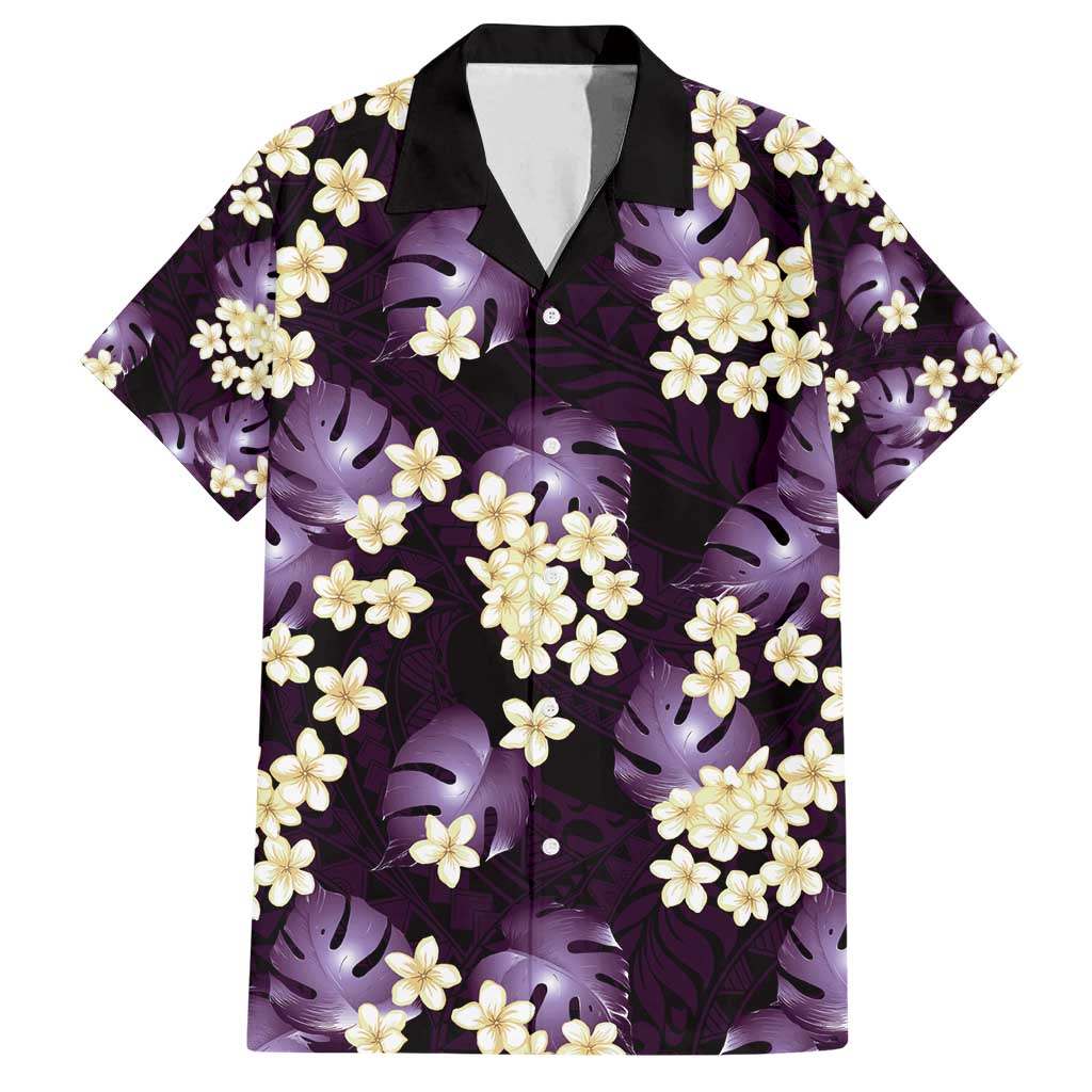 Purple Tropical Hawaii Family Matching Long Sleeve Bodycon Dress and Hawaiian Shirt Seamless Monstera Plumeria Hawaiian Pattern LT14 Dad's Shirt - Short Sleeve Purple - Polynesian Pride