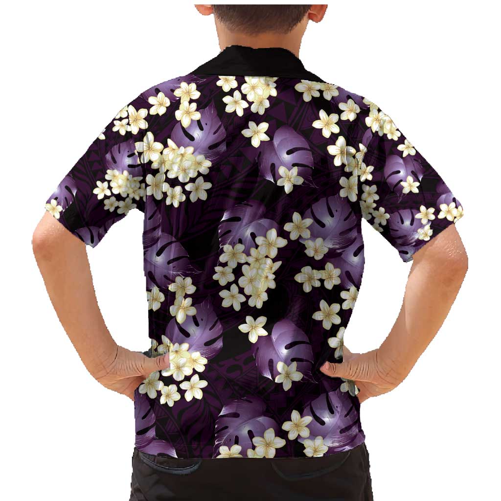 Purple Tropical Hawaii Family Matching Mermaid Dress and Hawaiian Shirt Seamless Monstera Plumeria Hawaiian Pattern LT14 - Polynesian Pride