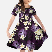 Purple Tropical Hawaii Family Matching Mermaid Dress and Hawaiian Shirt Seamless Monstera Plumeria Hawaiian Pattern LT14 Daughter's Dress Purple - Polynesian Pride