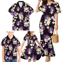 Purple Tropical Hawaii Family Matching Mermaid Dress and Hawaiian Shirt Seamless Monstera Plumeria Hawaiian Pattern LT14 - Polynesian Pride