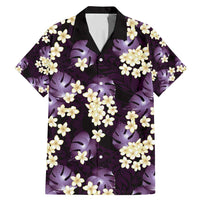 Purple Tropical Hawaii Family Matching Mermaid Dress and Hawaiian Shirt Seamless Monstera Plumeria Hawaiian Pattern LT14 Dad's Shirt - Short Sleeve Purple - Polynesian Pride