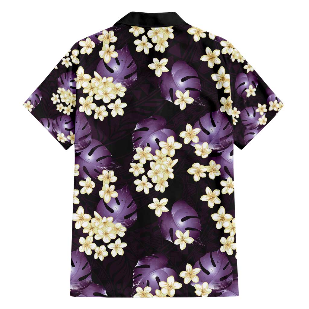 Purple Tropical Hawaii Family Matching Off Shoulder Short Dress and Hawaiian Shirt Seamless Monstera Plumeria Hawaiian Pattern - Polynesian Pride