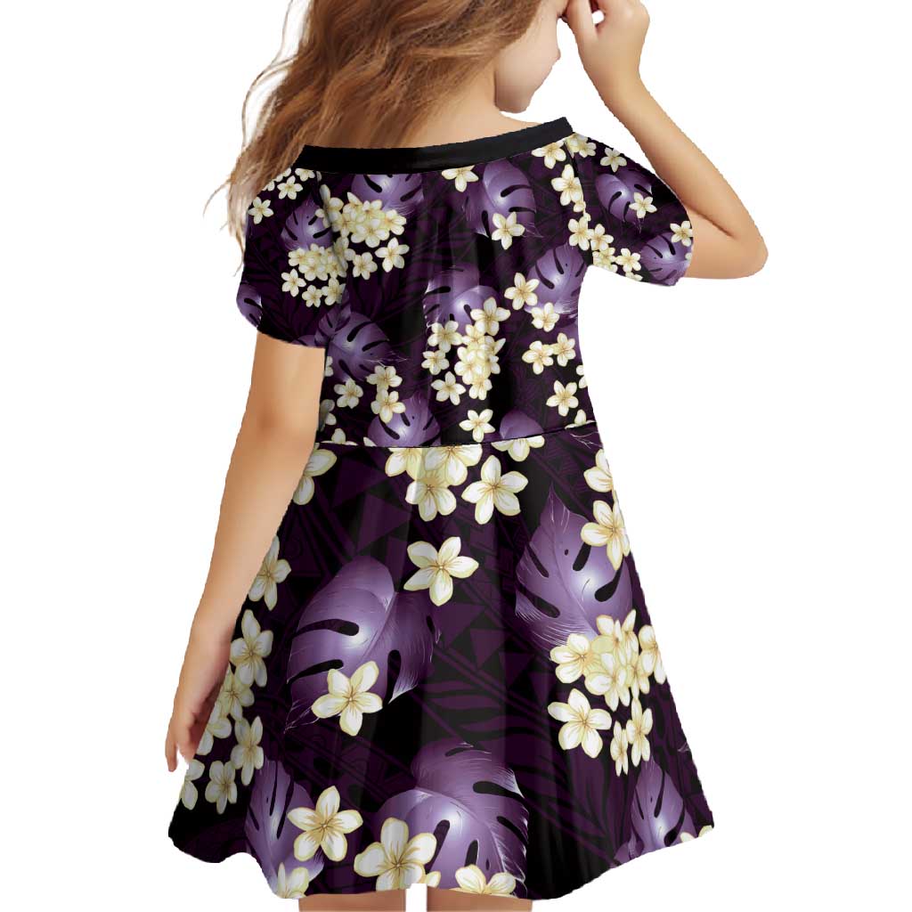 Purple Tropical Hawaii Family Matching Short Sleeve Bodycon Dress and Hawaiian Shirt Seamless Monstera Plumeria Hawaiian Pattern LT14 - Polynesian Pride
