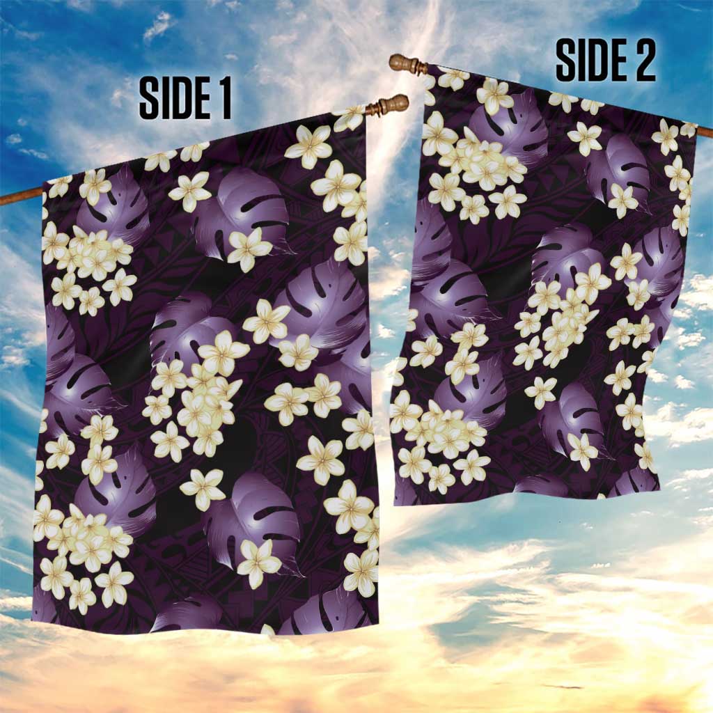 Purple Tropical Hawaii Garden Flag Seamless Monstera Plumeria Hawaiian Pattern - Polynesian Pride