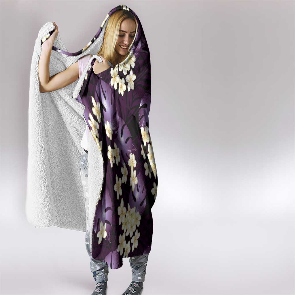 Purple Tropical Hawaii Hooded Blanket Seamless Monstera Plumeria Hawaiian Pattern - Polynesian Pride