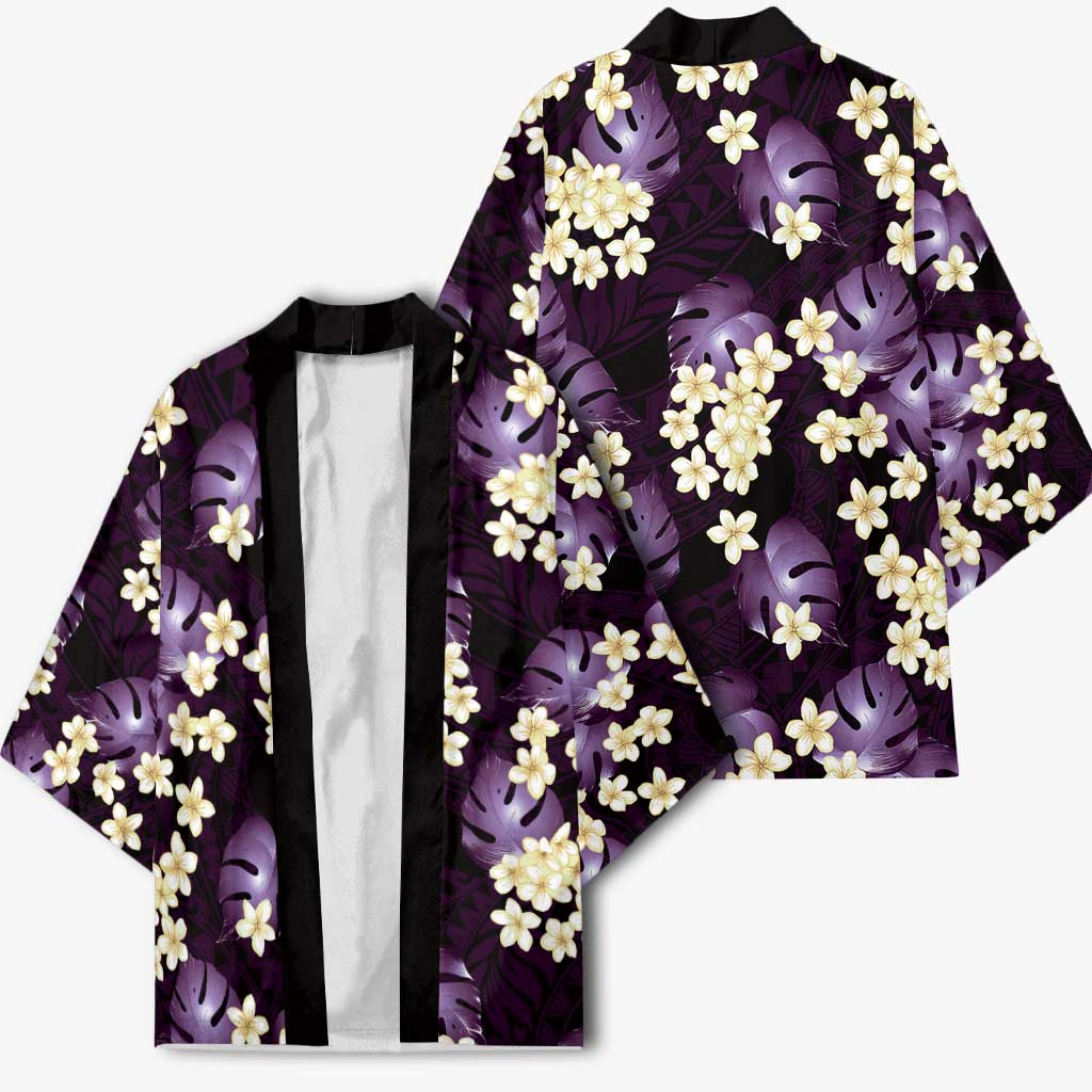 Purple Tropical Hawaii Kimono Seamless Monstera Plumeria Hawaiian Pattern - Polynesian Pride