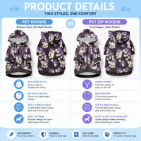 Purple Tropical Hawaii Pet Hoodie Seamless Monstera Plumeria Hawaiian Pattern