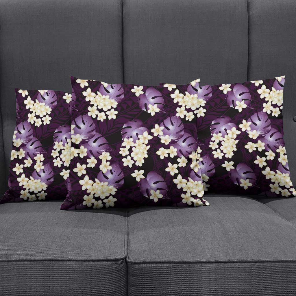 Purple Tropical Hawaii Pillow Cover Seamless Monstera Plumeria Hawaiian Pattern - Polynesian Pride