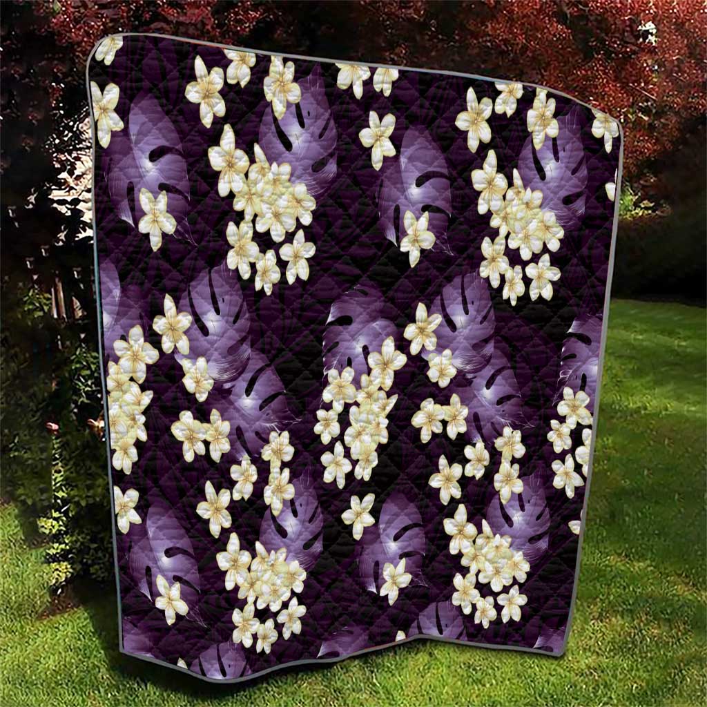 Purple Tropical Hawaii Quilt Seamless Monstera Plumeria Hawaiian Pattern - Polynesian Pride