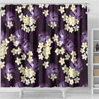 Purple Tropical Hawaii Shower Curtain Seamless Monstera Plumeria Hawaiian Pattern - Polynesian Pride