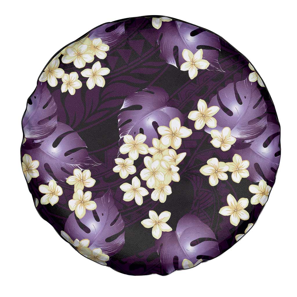 Purple Tropical Hawaii Spare Tire Cover Seamless Monstera Plumeria Hawaiian Pattern - Polynesian Pride